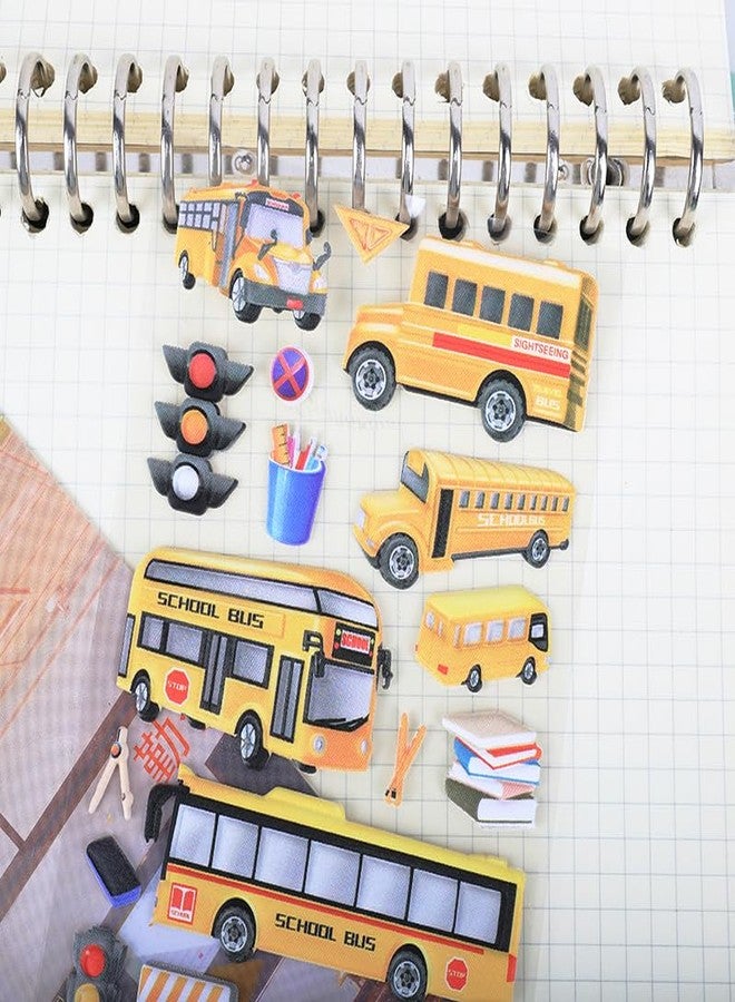 NVF School Bus & Traffic Theme Sticker Set for Kids | Cartoon Vehicle Stickers for Journaling, Scrapbooking, Planners & DIY Crafts - Image 1